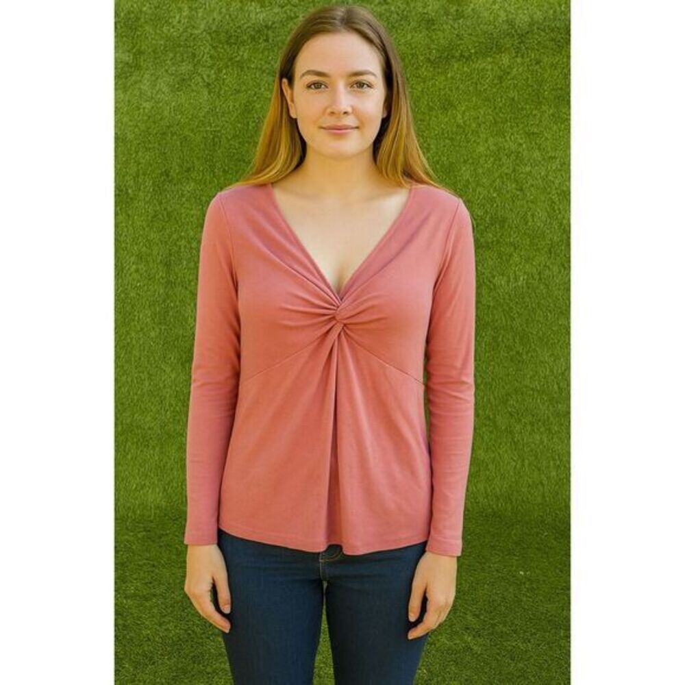 Size Small Unbranded Peach Ballerina Pink V-Neck Knotted‎ Top